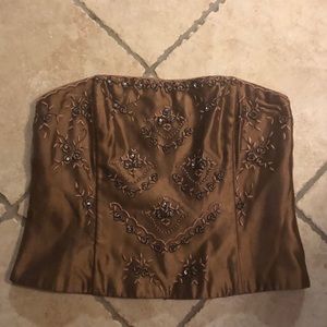 New Scott McClintock Bronze Sequin Corset Top